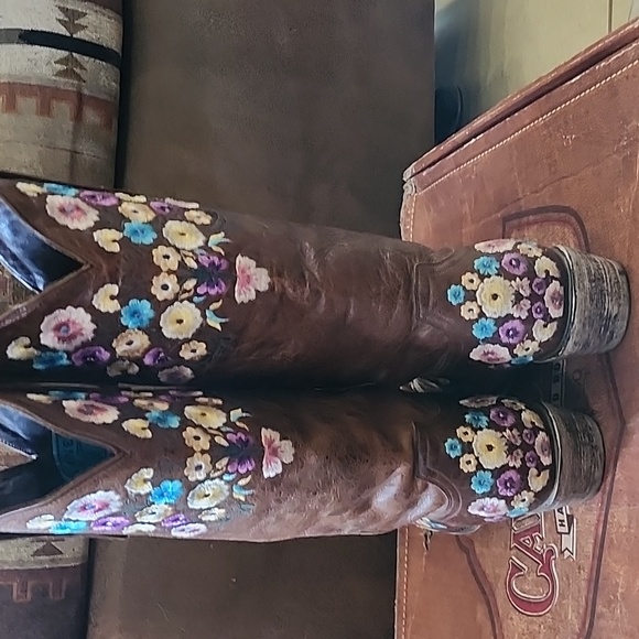 Lane Spring Flower Western Boots Size 9.5M - Picture 4 of 12
